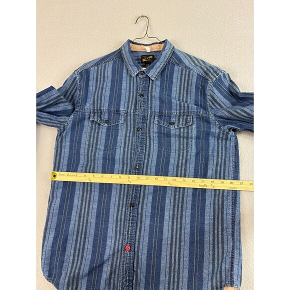 Vintage CPO Shirt Mens Medium Blue Denim Striped Navy Anchor Buttons Military - Picture 10 of 16